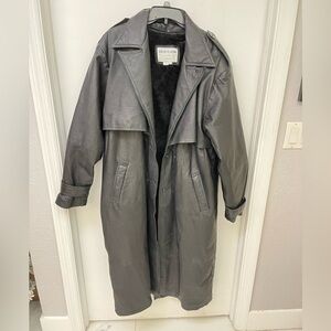 Serge Platini Leather Trench Coat Essentials Milan Italy Size M